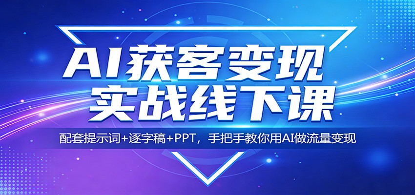 AI获客变现实战线下课：配套提示词+逐字稿+PPT，手把手教你用AI做流量变现-云网创