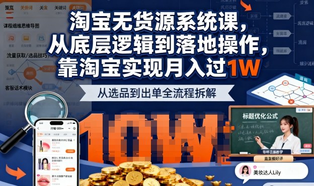 2025最新淘宝无货源系统课，从底层逻辑到落地操作，靠淘宝实现月入过1W-云网创