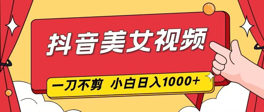 抖音美女视频，一刀不剪，两分钟一条视频，小白轻松上手，日入1000-云网创