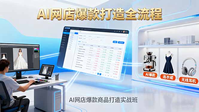 AI网店爆款商品打造实战班：AI技术实现商品图智能处理，快速搭建AI网店-云网创