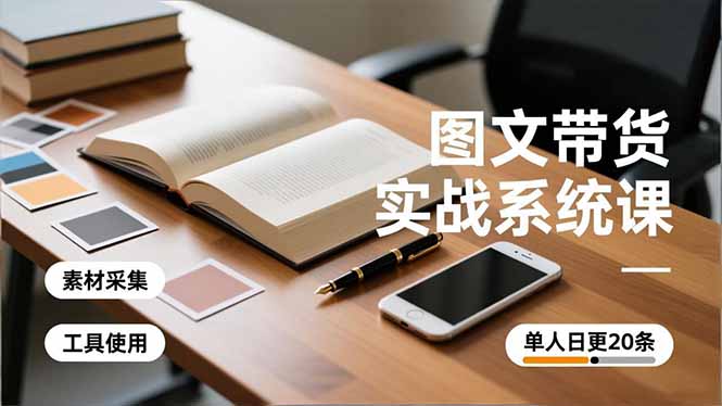 图文带货实战系统课，工具使用、素材采集、防同质化，单人日更20条月入3w+-云网创