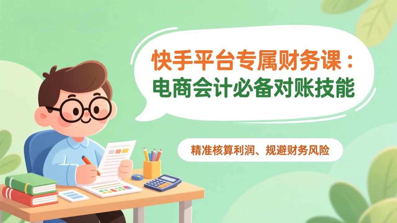 快手平台专属财务课：电商会计必备对账技能，精准核算利润、规避财务风险-云网创