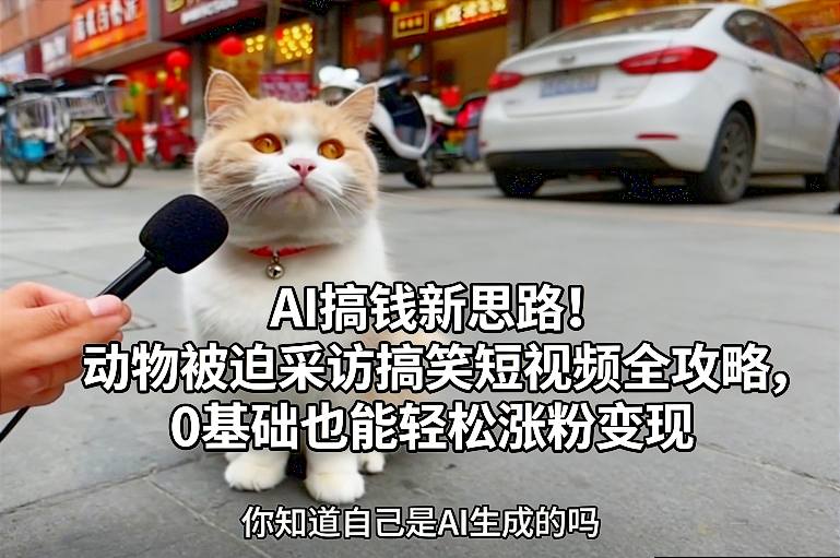 AI搞钱新思路!动物被迫采访搞笑短视频全攻略,0基础也能轻松涨粉变现-云网创