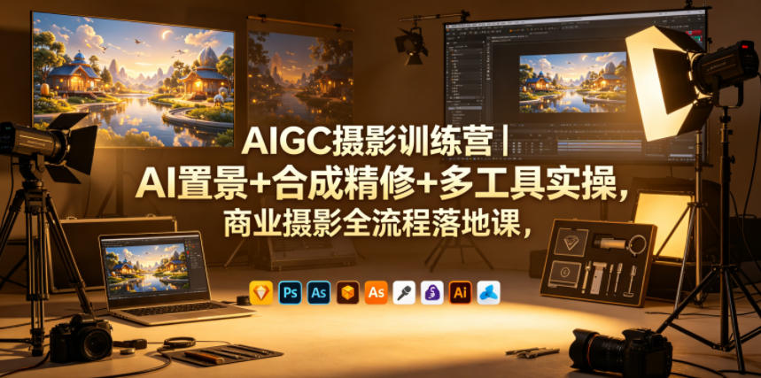 AIGC摄影训练营|AI置景+合成精修+多工具实操,商业摄影全流程落地课-云网创