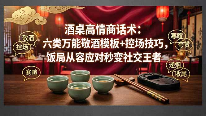 付费文章：酒桌高情商话术：六类万能敬酒模板+控场技巧，饭局从容应对秒变社交王者-云网创