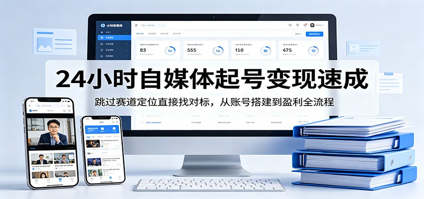 24小时自媒体起号变现速成，跳过赛道定位直接找对标，从账号搭建到盈利全流程-云网创