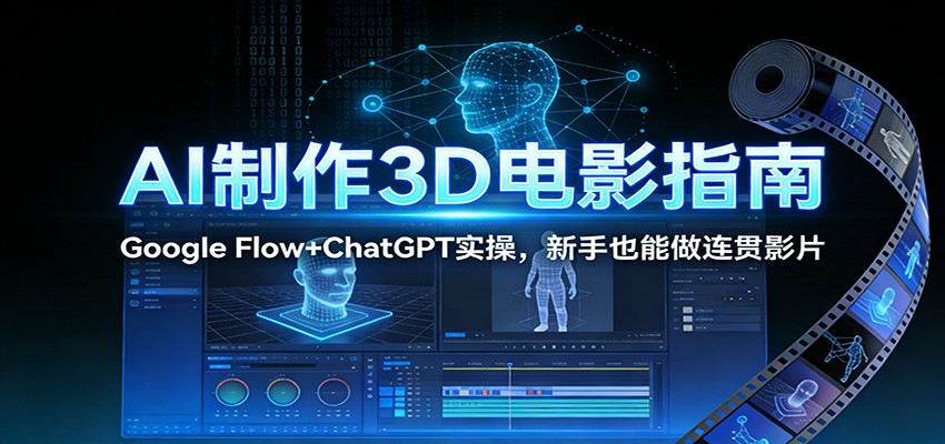 AI制作3D电影指南：Google Flow+ChatGPT实操，新手也能做连贯影片-云网创