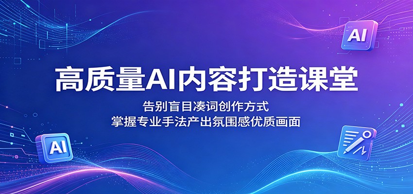 高质量AI内容打造课堂：告别盲目凑词创作方式，掌握专业手法产出氛围感优质画面-云网创