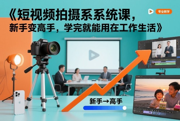短视频拍摄系统课,新手变高手,学完就能用在工作生活-云网创