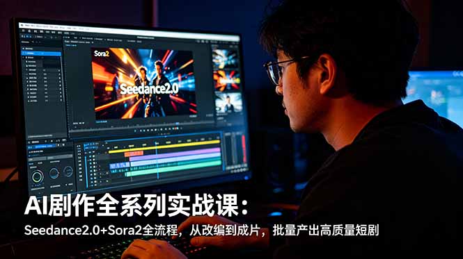 AI剧作全系列实战课:Seedance2.0+Sora2全流程,从改编到成片,批量产出高质量短剧-云网创
