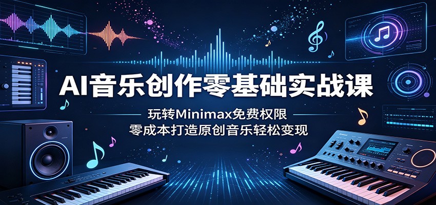 AI音乐创作零基础实战课：玩转Minimax免费权限，零成本打造原创音乐轻松变现-云网创