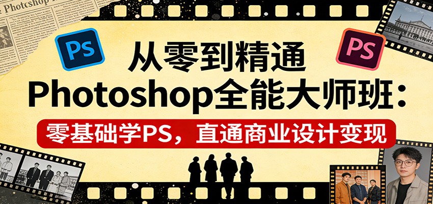 从零到精通Photoshop全能大师班：零基础学PS，直通商业设计变现-云网创