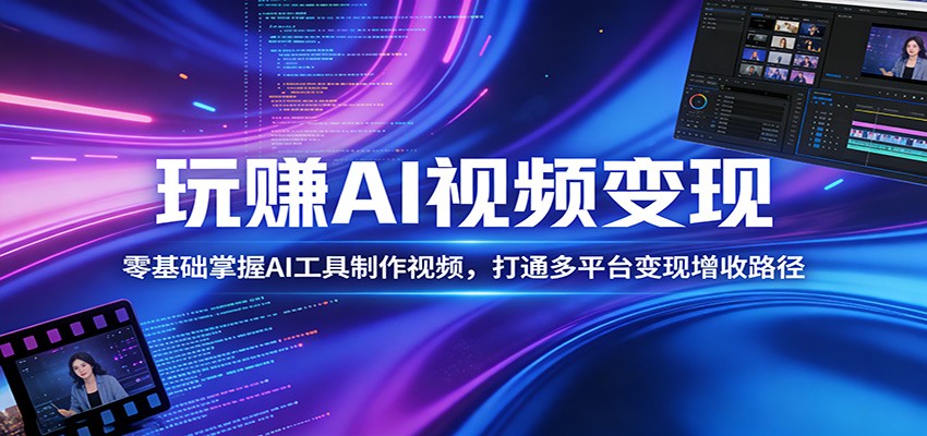 玩赚AI视频变现，零基础掌握AI具制作视频，打通多平台变现增收路径-云网创