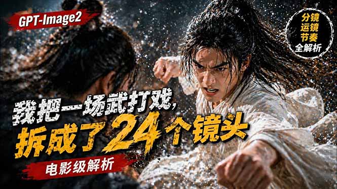 用GPT-Image2,把一段武打对决拆成24个连续镜头,从人物建立、动作衔接、运镜节奏,到情绪爆发-云网创