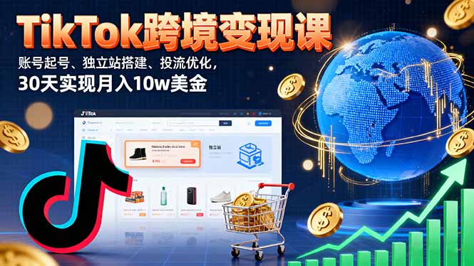TikTok跨境变现课:账号起号、独立站搭建、投流优化,30天实现月入10w美金-云网创