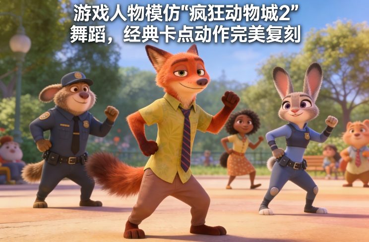 游戏人物模仿“疯狂动物城2”舞蹈，经典卡点动作完美复刻-云网创