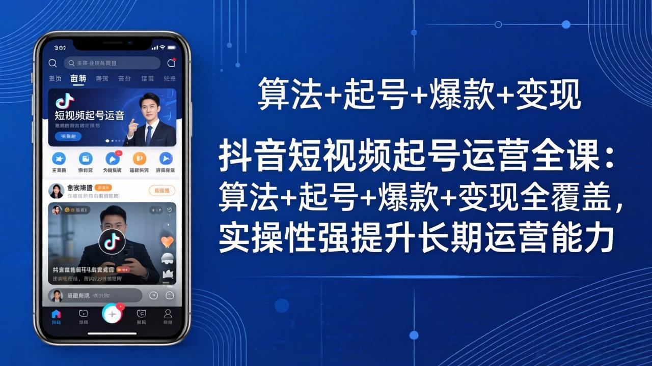 抖音短视频起号运营全课：算法+起号+爆款+变现全覆盖，实操性强提升长期运营能力-云网创