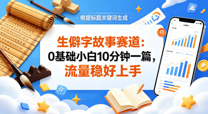公众号流量主——生僻字故事赛道,流量稳,好上手,0基础小白也能10分钟一篇-云网创