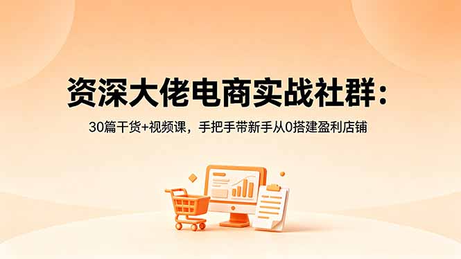 资深大佬电商实战社群:30篇干货+视频课,手把手带新手从0搭建盈利店铺-云网创