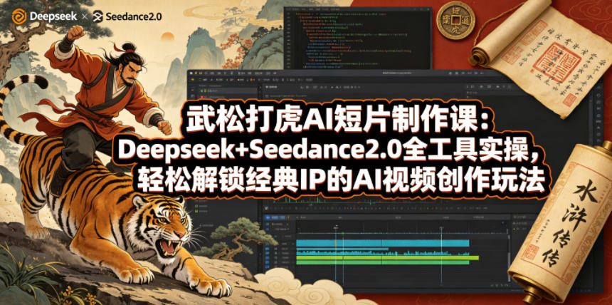 武松打虎AI短片制作课:Deepseek+Seedance2.0全工具实操,轻松解锁经典IP的AI视频创作玩法