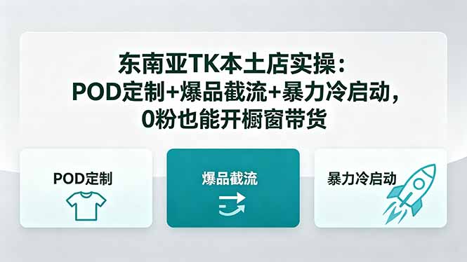 东南亚TK本土店实操:POD定制+爆品截流+暴力冷启动,0粉也能开橱窗带货-云网创