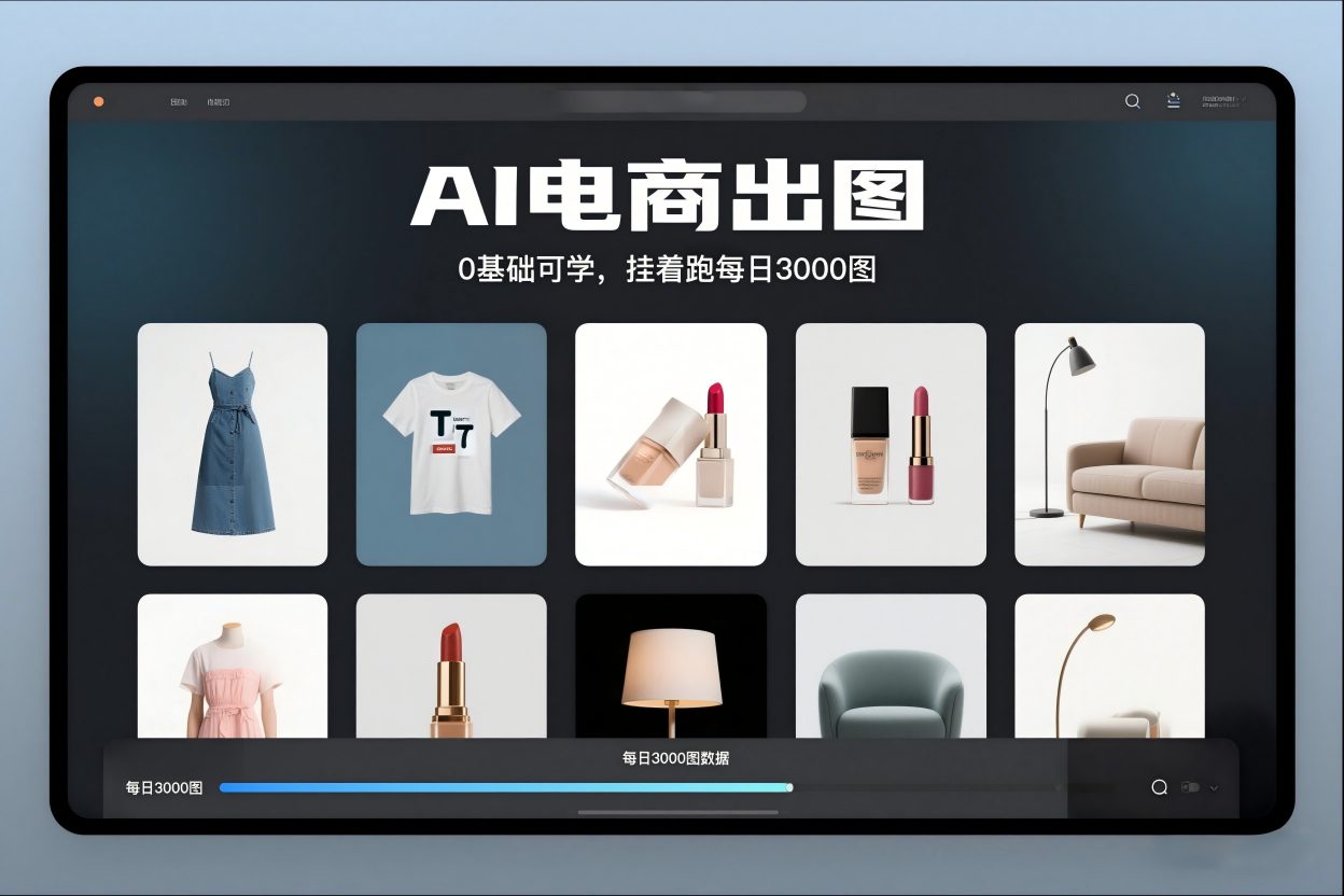 AI电商出图,0基础可学,挂着跑每日3000图-云网创