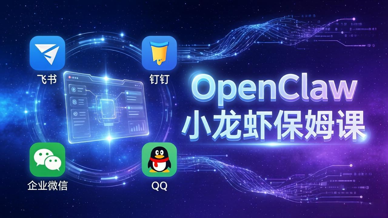OpenClaw小龙虾保姆课: Windows/macOS/Linux/Docker全系统安装,飞书+钉钉+企业微信+QQ 全接入-云网创