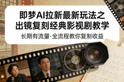 即梦AI拉新最新玩法之出镜复刻经典影视剧教学,长期有流量,全流程教你复制收益-云网创