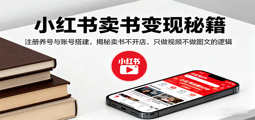 小红书卖书变现秘籍，注册养号与账号搭建，揭秘卖书不开店、只做视频不做图文的逻辑-云网创