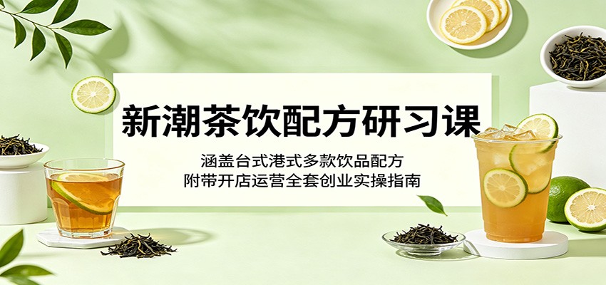新潮茶饮配方研习课：涵盖台式港式多款饮品配方，附带开店运营全套创业实操指南-云网创