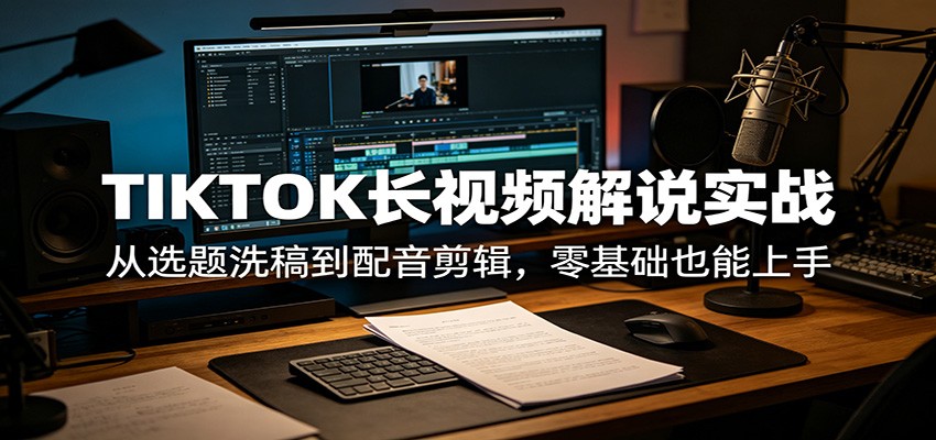 TIKTOK长视频解说实战：从选题洗稿到配音剪辑，零基础也能上手-云网创