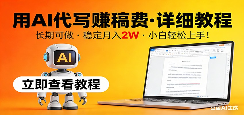 用AI代写赚稿费，详细教程，长期可做，稳定月入2W，小白轻松上手！-云网创