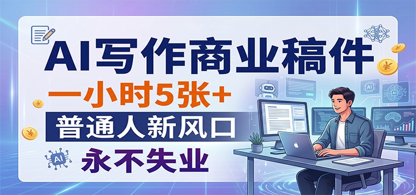 AI写作商业稿件,一小时5张+,普通人新风口,永不失业-云网创