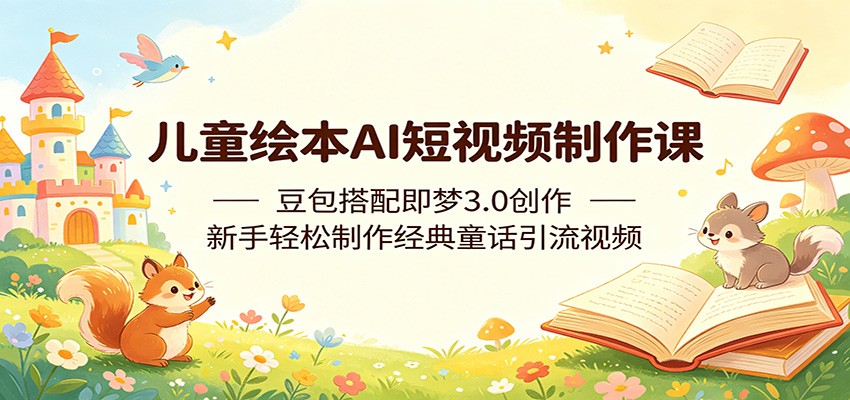 儿童绘本AI短视频制作课：豆包搭配即梦3.0创作，新手轻松制作经典童话引流视频-云网创