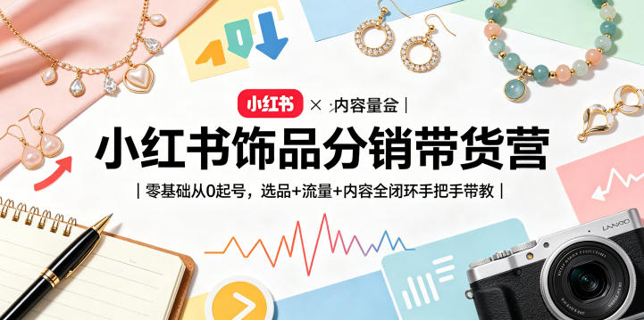 小红书饰品分销带货营|零基础从0起号,选品+流量+内容全闭环手把手带教(更新0527)-云网创