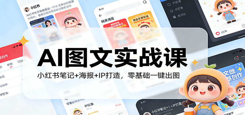 AI图文实战课：小红书笔记+海报+IP打造，零基础一键出图-云网创