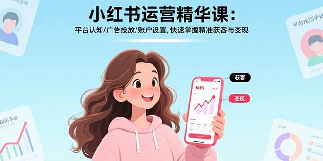 小红书运营精华课-更新：平台认知/广告投放/账户设置,快速掌握精准获客与变现-云网创