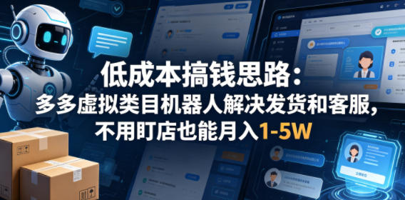 低成本搞钱思路：多多虚拟类目机器人解决发货和客服，不用盯店也能月入1-5W【揭秘】-云网创