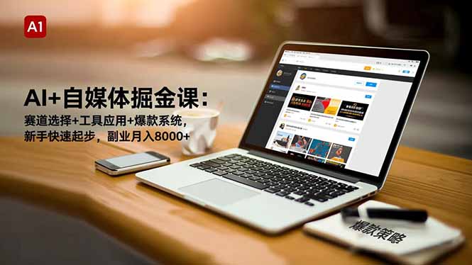 AI+自媒体掘金课:赛道选择+工具应用+爆款系统,新手快速起步,副业月入8000+-云网创