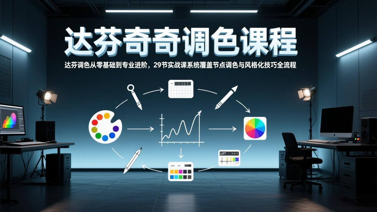 达芬奇调色从零基础到专业进阶,29节实战课系统覆盖节点调色与风格化技巧全流程-云网创