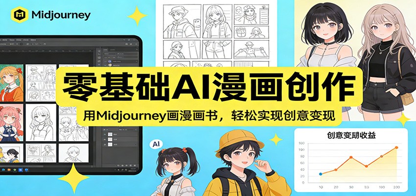 零基础AI漫画创作：用Midjourney画漫画书，轻松实现创意变现-云网创