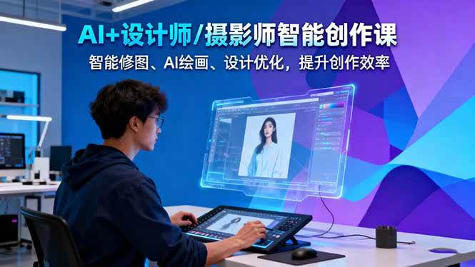AI+设计师/摄影师智能创作课：智能修图、AI绘画、设计优化，提升创作效率-云网创