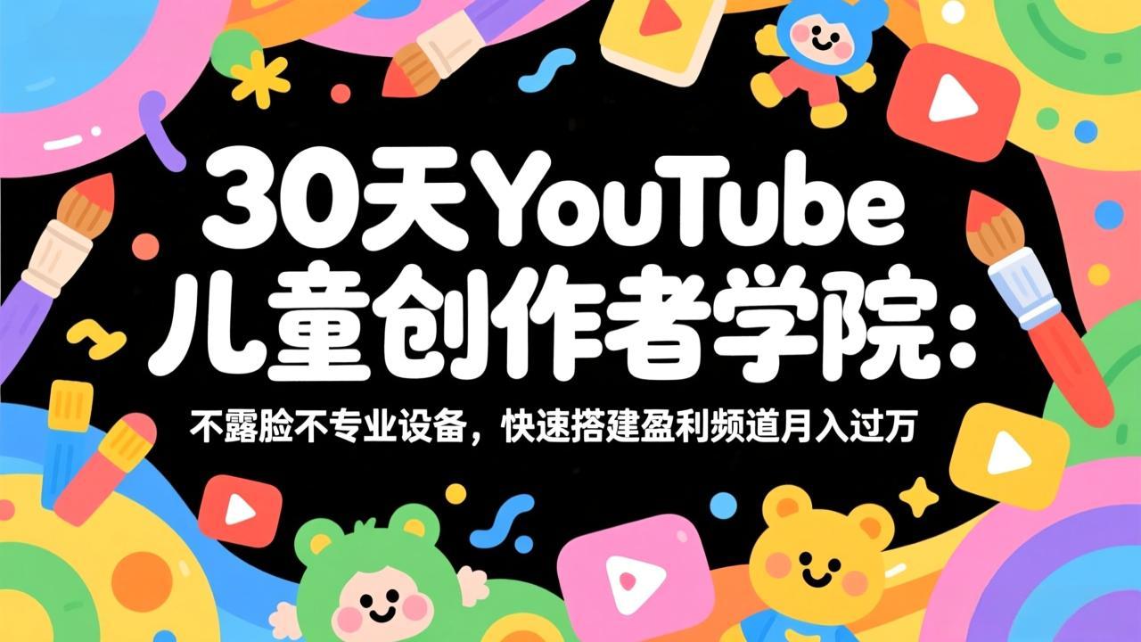 30天YouTube儿童创作者学院:不露脸不专业设备,快速搭建盈利频道月入过万-云网创