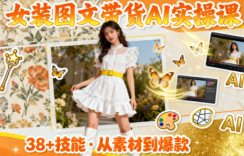 女装图文带货的AI实操课,覆盖38个实用技能,快速提升素材制作效率-云网创
