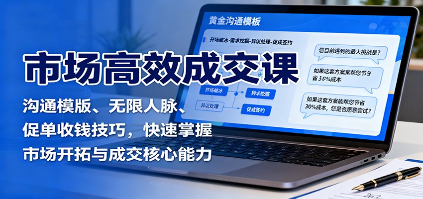 市场高效成交课：沟通模版、无限人脉、促单收钱技巧，快速掌握市场开拓与成交核心能力-云网创