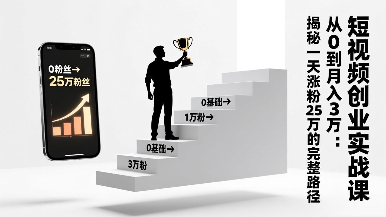 短视频创业实战课:从0到月入3万:揭秘一天涨粉25万的完整路径-云网创
