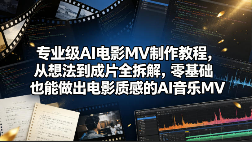 专业级AI电影MV制作教程,从想法到成片全拆解,零基础也能做出电影质感的AI音乐MV