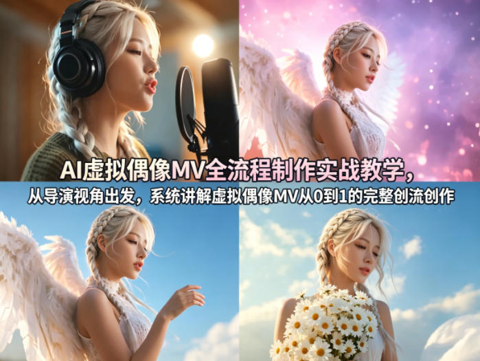 AI虚拟偶像MV全流程制作实战教学，从导演视角出发，系统讲解虚拟偶像MV从0到1的完整创作流程-云网创