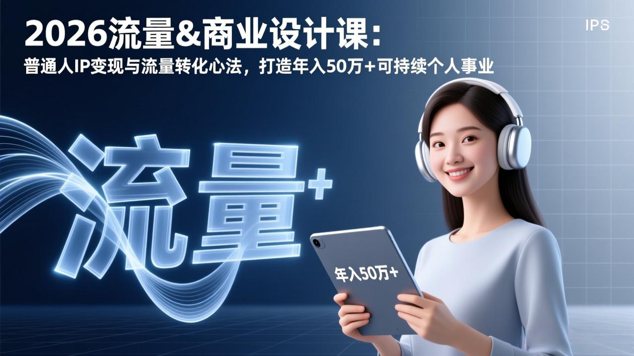 2026流量&商业设计课:普通人IP变现与流量转化心法,打造年入50万+可持续个人事业-云网创