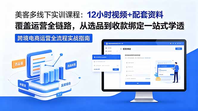 美客多线下实训课程:12小时视频+配套资料覆盖运营全链路,从选品到收款绑定一站式学透-云网创